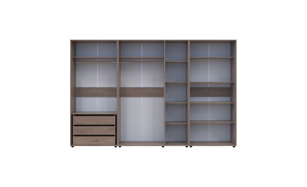 Kleiderschrank mit Regalen und Schubladen Doros Kasper Cremona Cannolo 2+3+2 Türen 315x48x204 (42005739)
