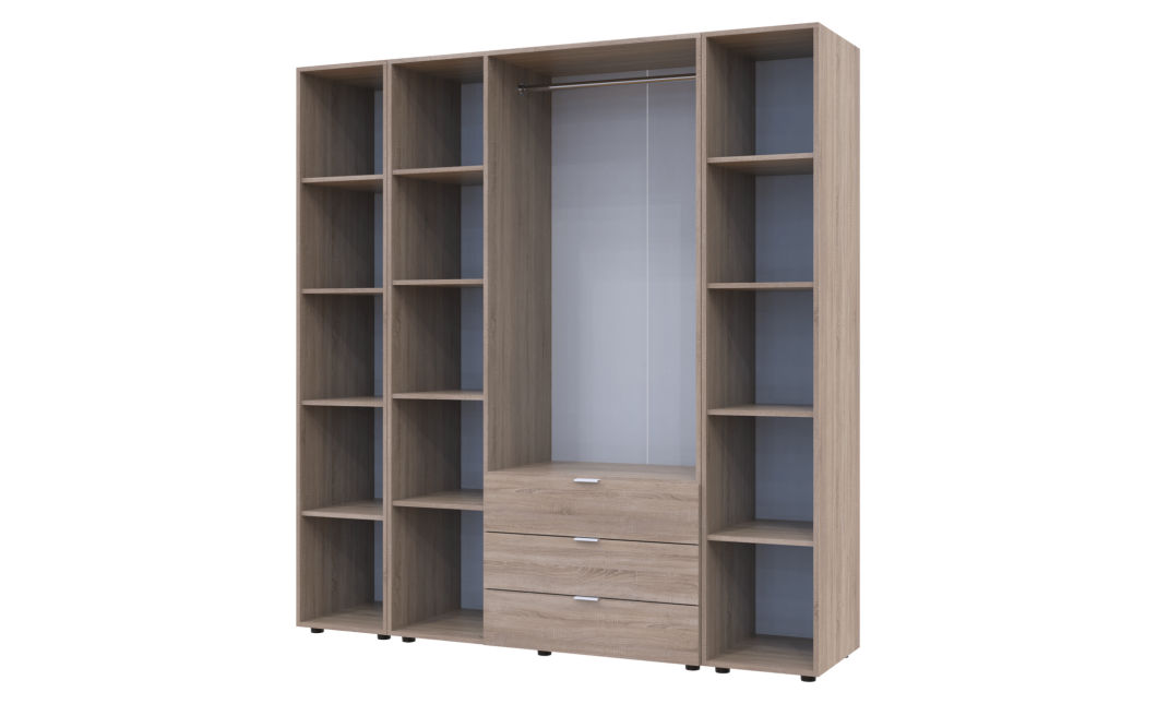 Kleiderschrank Doros Gelar Sonoma Eiche 3 Türen mit 2 offenen Regalböden 192,6x49,5x203,4 (42005049)
