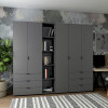 Kleiderschrank Doros Gelar Graphitgrau 2+3 Türen mit offenem Regal 231,9x49,5x203,4 (42005057)