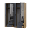 Kleiderschrank mit Spiegel Doros Rondi Artisan Eiche/Graphit 2+2 Türen 164x52x195 (42005689)