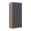 Kleiderschrank Doros Rondi mit Drehtüren Artisan Eiche / Graphitgrau 2 Türen 82x52x195 (80737804)