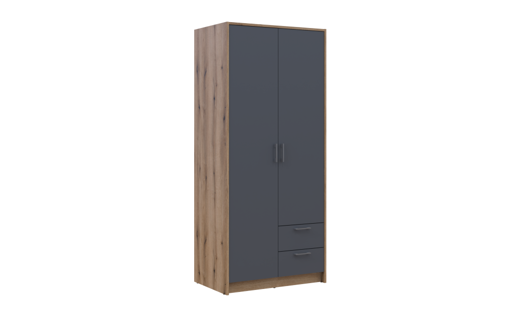 Kleiderschrank Doros Rondi mit Drehtüren Artisan Eiche / Graphitgrau 2 Türen 82x52x195 (80737804)