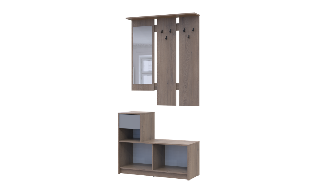Flurmöbel Set Bela Cremona Cannolo/Grau mit Spiegel 100x40x210 (44900413)