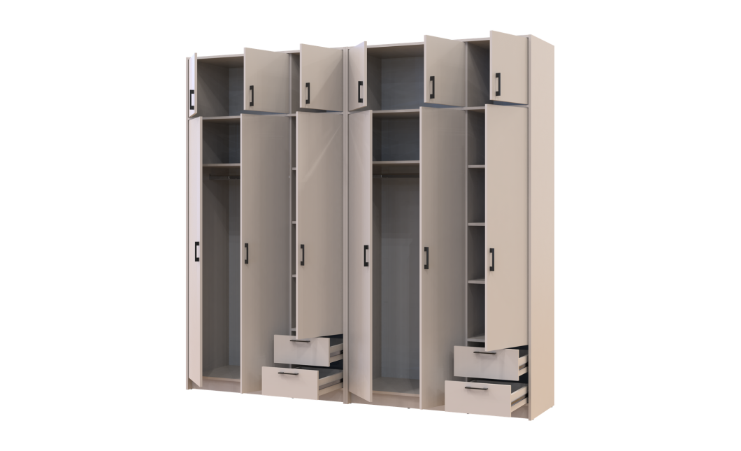Kleiderschrank mit Aufsatz Doros Rondi Kaschmir 3+3 Türen 242x52x236 (42005634)