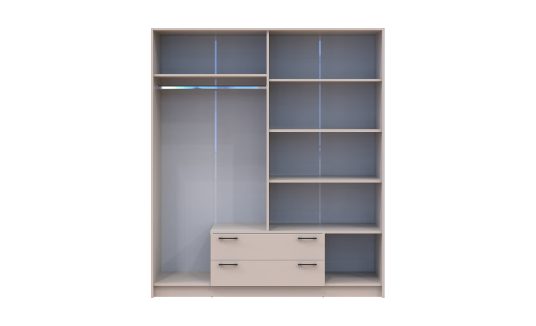Kleiderschrank Doros Rondi mit Drehtüren mit Spiegel Kaschmir 4 Türen 160x52x195 (80738478)