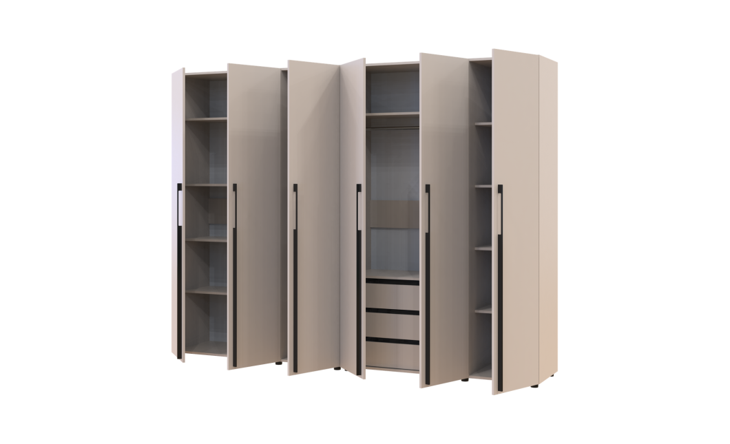 Kleiderschrank mit Regalen und Schubladen Doros Kasper Kaschmir 3+3 Türen 270x48x204 (42005574)
