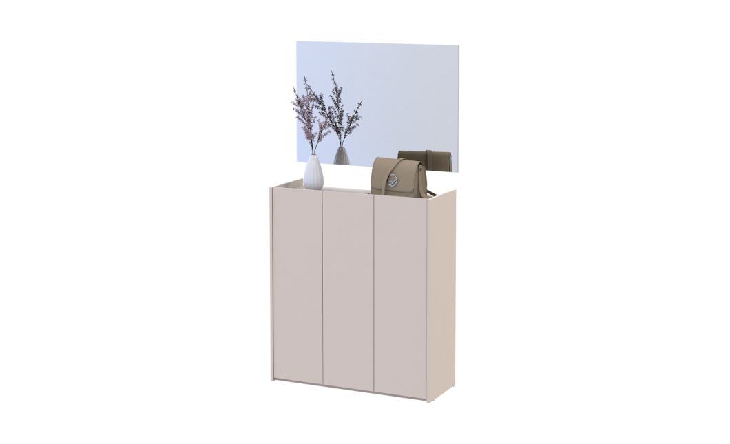 Schuhschrank Doros Kassel mit Spiegel Kaschmir 3 Türen 97×40×110 (42005506)