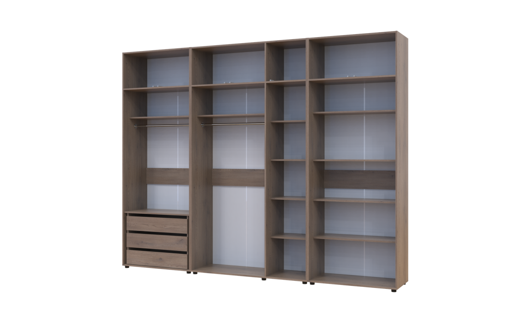 Kleiderschrank mit Schubladen, Regalen und Aufsatz Doros Kasper Cremona Cannolo 2+3+2 Türen 315x48x245 (42005741)