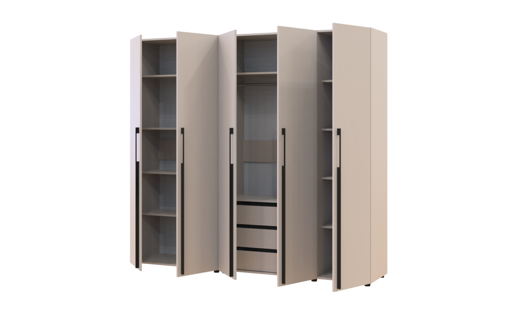 Kleiderschrank mit Regalen und Schubladen Doros Kasper Kaschmir 2+3 Türen 225x48x204 (42005550)
