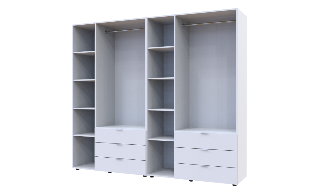 Kleiderschrank Doros Gelar Set mit Drehtüren Weiß 3+3 Türen 232,4x49,5x203,4 (42002119)
