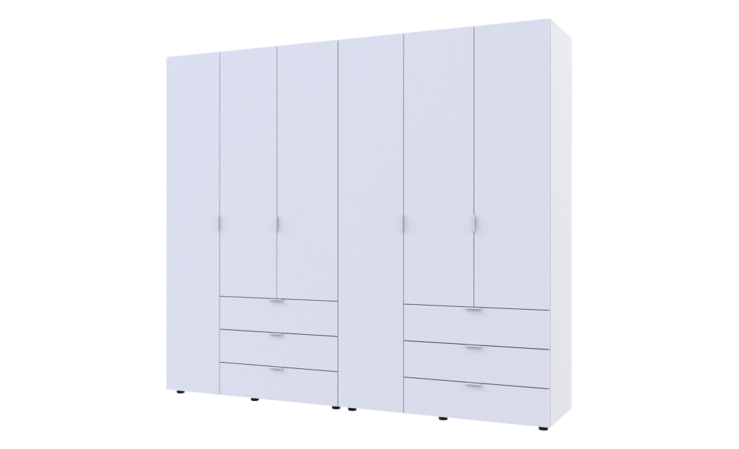 Kleiderschrank Doros Gelar Set mit Drehtüren Weiß 3+3 Türen 232,4x49,5x203,4 (42002119)