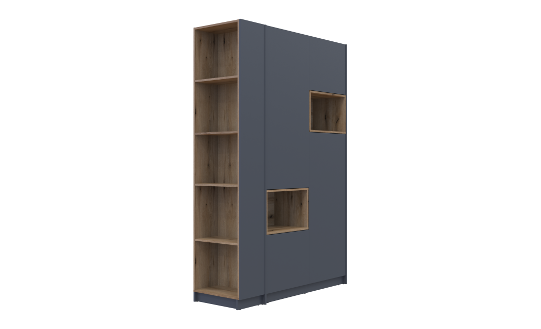 Kleiderschrank Doros Dale mit Drehtüren Anthrazit/Ewok Eiche 2 Türen 143,2x52x220 (42005337)
