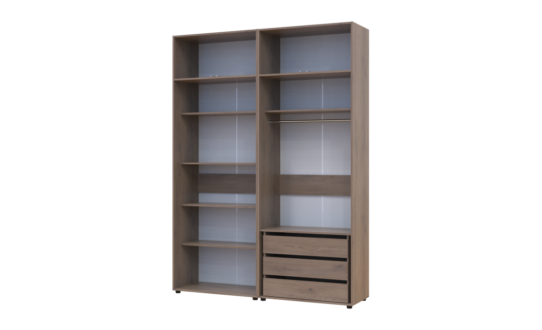 Kleiderschrank mit Schubladen, Regalen und Aufsatz Doros Kasper Cremona Cannolo 2+2 Türen 180x48x245 (42005545)