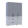 Kleiderschrank Doros Thorn Natti Kiefer/Grau 3 Türen 3 Schubladen Kleiderstange 135x51,6x200 (44900513)