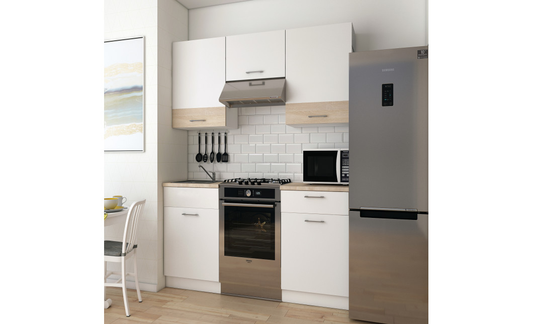 Küche Doros Leia 180x60x250 Weiß / Sonoma Eiche (81000010)
