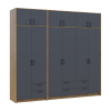 Kleiderschrank mit Aufsatz Doros Rondi Artisan Eiche/Graphit 2+4 Türen 242x52x236 (42005704)