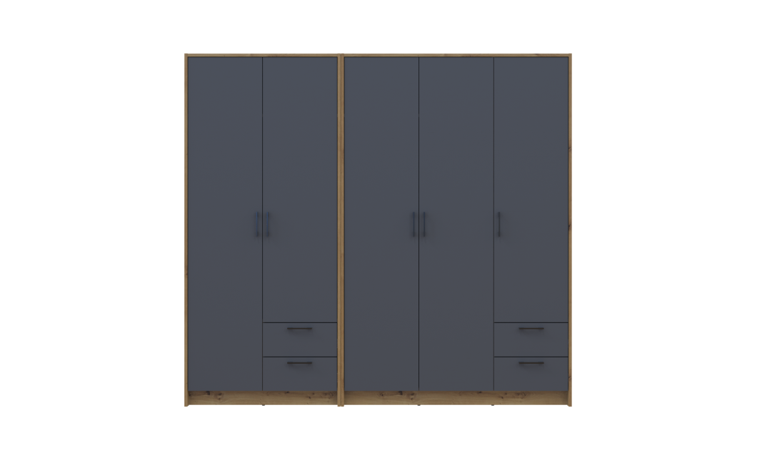 Kleiderschrank Doros Rondi Artisan Eiche/Graphit 2+3 Türen 203x52x195 (42005690)