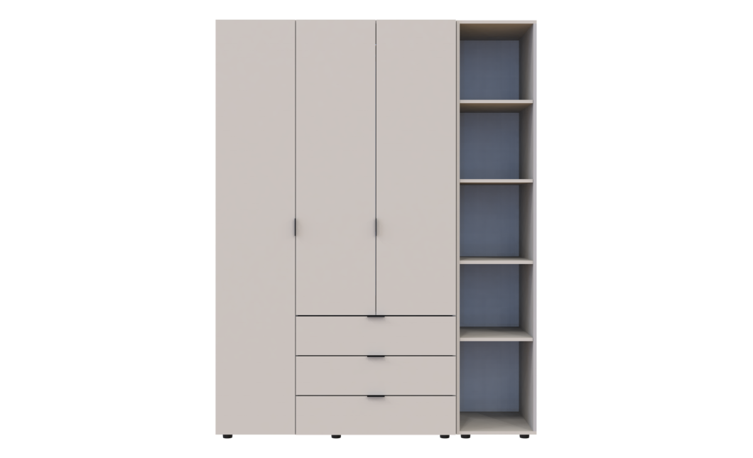 Kleiderschrank Doros Gelar Kaschmir 3 Türen mit offenem Regal 154,4x49,5x203,4 (80737645)