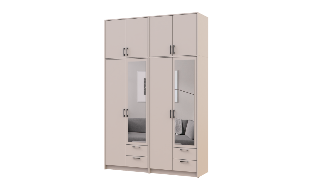 Kleiderschrank mit Spiegel und hohem Aufsatz Doros Rondi Kaschmir 2+2 Türen 164x52x260 (42005641)