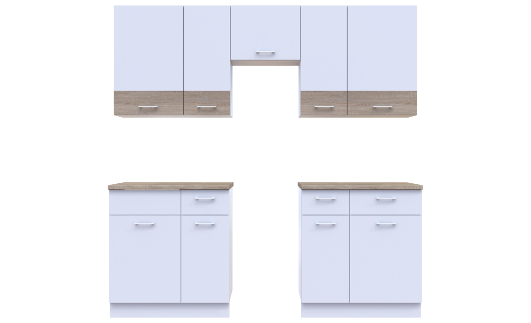 Küche Doros Leia 260x60x250 Weiß / Sonoma Eiche (81000009)