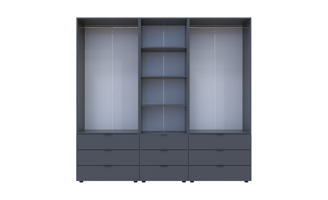 Kleiderschrank Doros Gelar Graphitgrau 2+2 Türen Säulenschrank 215x49,5x203,4 (42005171)