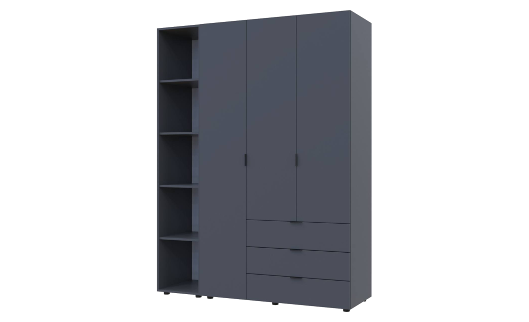 Kleiderschrank Doros Gelar Graphitgrau 3 Türen mit offenem Regal 154,4x49,5x203,4 (42005059)