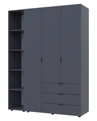 Kleiderschrank Doros Gelar Graphitgrau 3 Türen mit offenem Regal 154,4x49,5x203,4 (42005059)