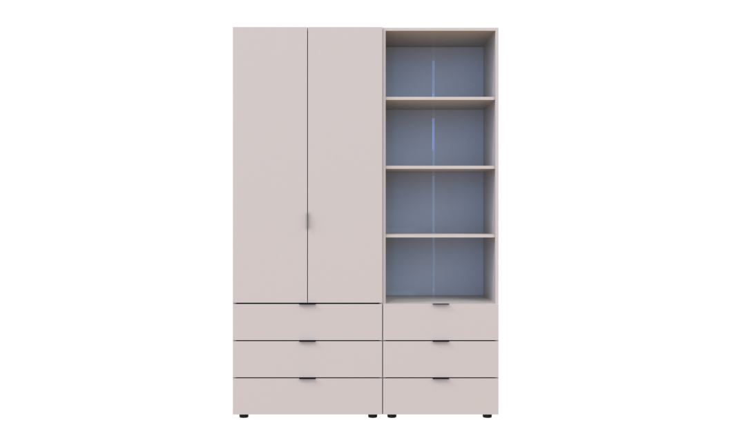 Kleiderschrank Doros Gelar Kaschmir 2 Türen Säulenschrank 137,5x49,5x203,4 (42005174)