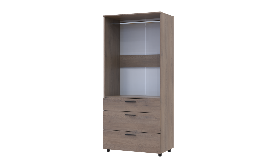Kleiderschrank Doros Thorn Cremona Cannolo 2 Türen 3 Schubladen Kleiderstange 90x51,6x200 (44900429)