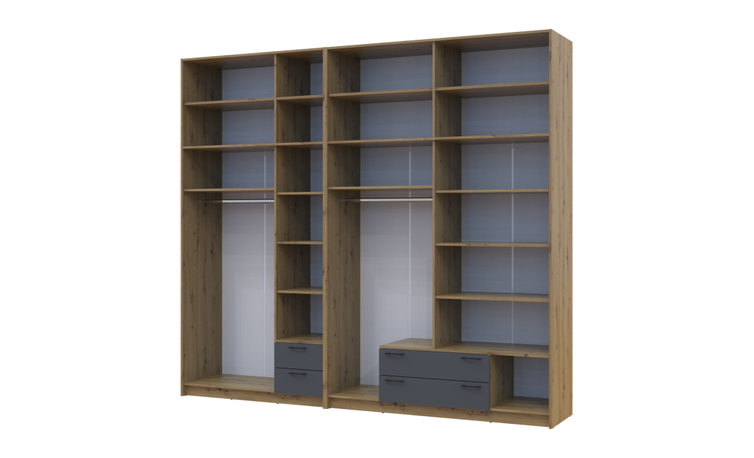 Kleiderschrank mit Spiegel und hohem Aufsatz Doros Rondi Artisan Eiche/Graphit 3+4 Türen 281x52x260 (42005721)