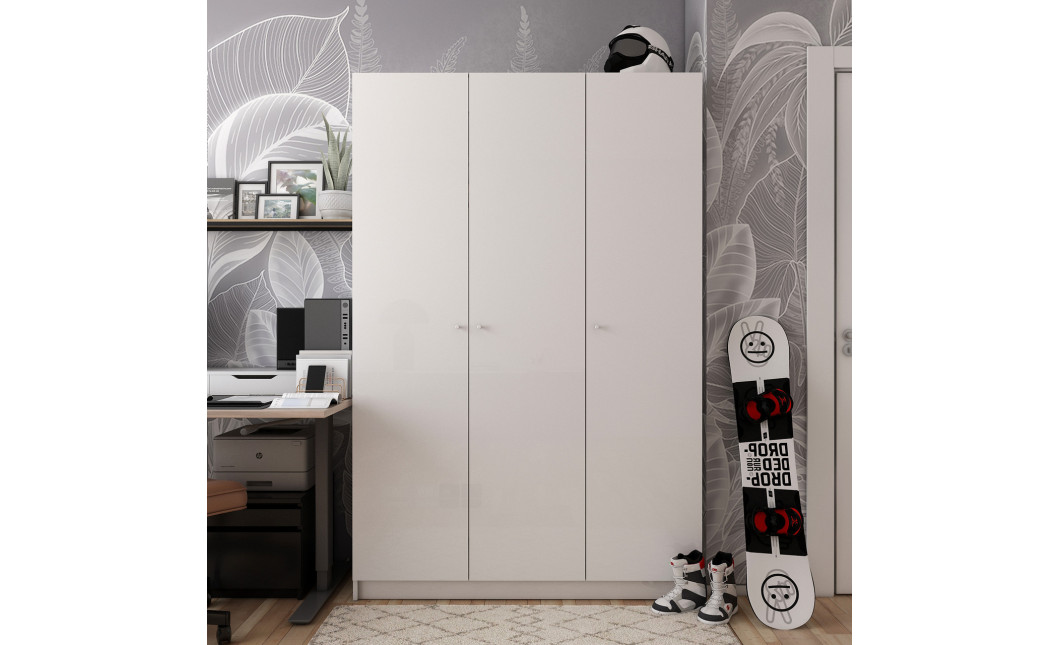 Kleiderschrank Doros Promo mit Drehtüren Weiß 3 Türen 135x48x204 (80737071)
