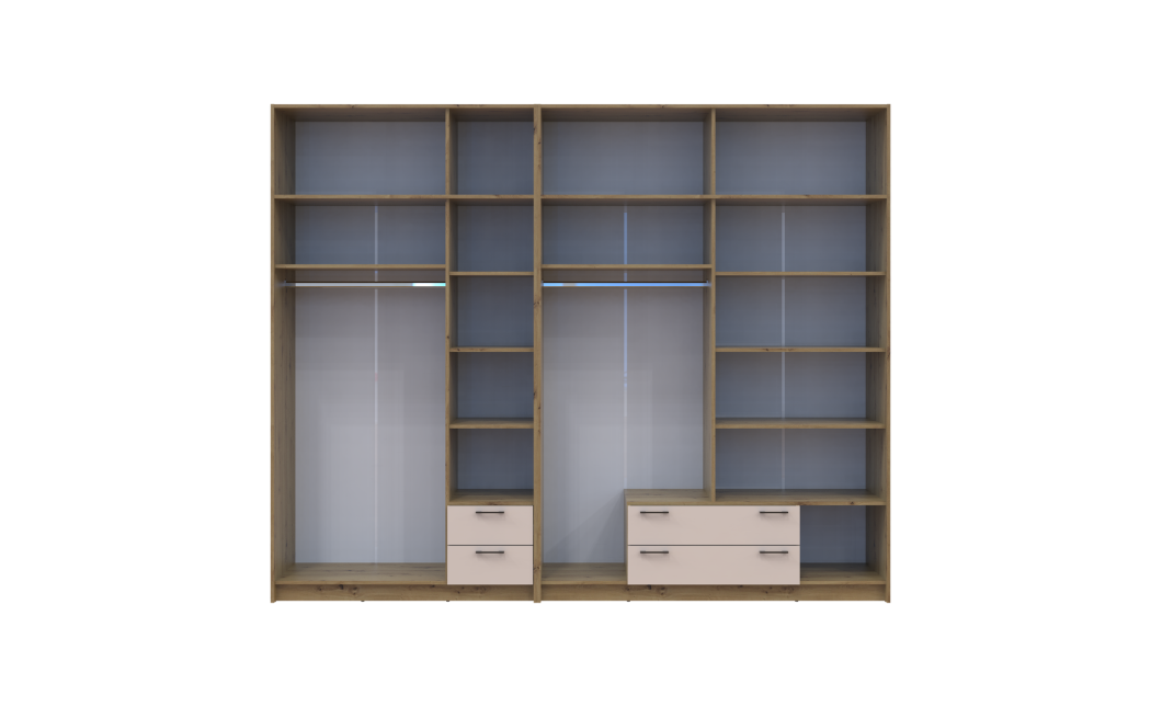 Kleiderschrank mit Aufsatz Doros Rondi Artisan Eiche/Kaschmir 3+4 Türen 281x52x236 (42005672)