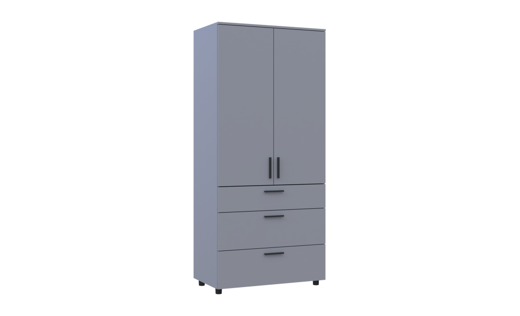 Kleiderschrank Doros Thorn Grau 2 Türen 3 Schubladen Kleiderstange 90x51,6x200 (44900441)