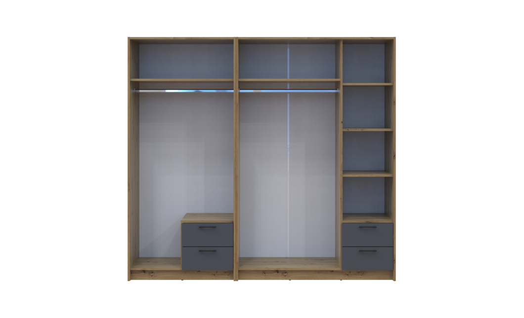 Kleiderschrank Doros Rondi Artisan Eiche/Graphit 2+3 Türen 203x52x195 (42005690)