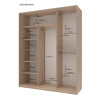 Kleiderschrank Doros City Light Schiebetüren Sonoma Eiche mit Spiegel 180x60x225 (42002057)
