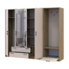 Drehtürenschrank Doros Rondi mit Kleiderstange und Spiegel Artisan Eiche/Kaschmir 4 Türen 220x52x195 (42005294)