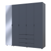 Drehtürenschrank Doros Gelar Graphitgrau 4 Türen mit Spiegel 194x49,5x203,4 (42002161)