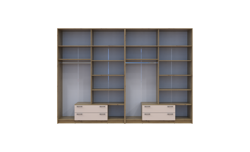 Kleiderschrank mit Spiegel und Aufsatz Doros Rondi Artisan Eiche/Kaschmir 4+4 Türen 320x52x236 (42005675)