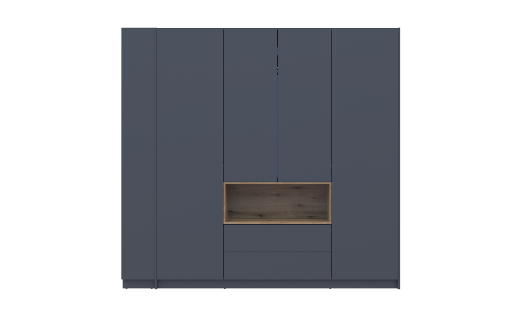 Kleiderschrank Doros Dale mit Drehtüren Anthrazit/Ewok Eiche 4 Türen 234x52x220 (42005339)