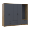 Drehtürenschrank Doros Rondi mit Kleiderstange Artisan Eiche/Graphitgrau 4 Türen 220x52x195 (42005293)