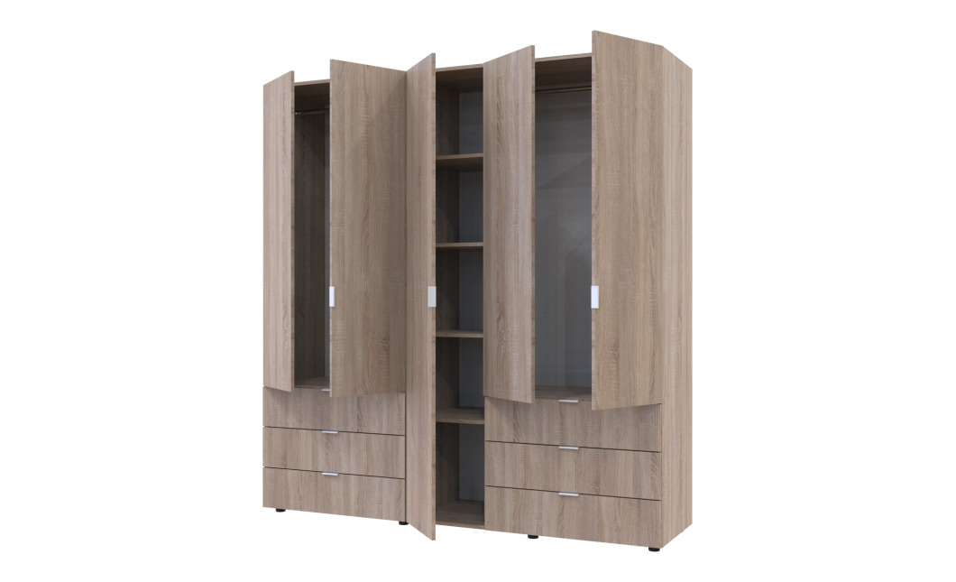 Kleiderschrank Doros Gelar Set mit Drehtüren Sonoma Eiche 2+3 Türen 193,7x49,5x203,4 (42002122)