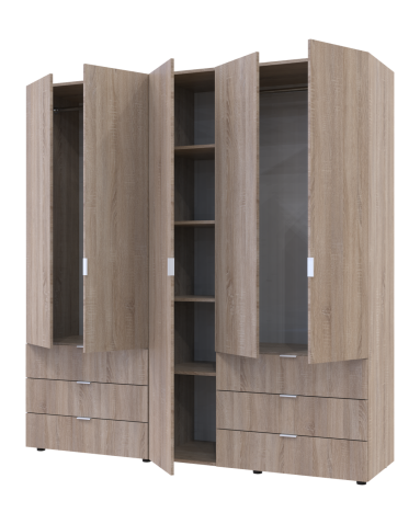 Kleiderschrank Doros Gelar Set mit Drehtüren Sonoma Eiche 2+3 Türen 193,7x49,5x203,4 (42002122)
