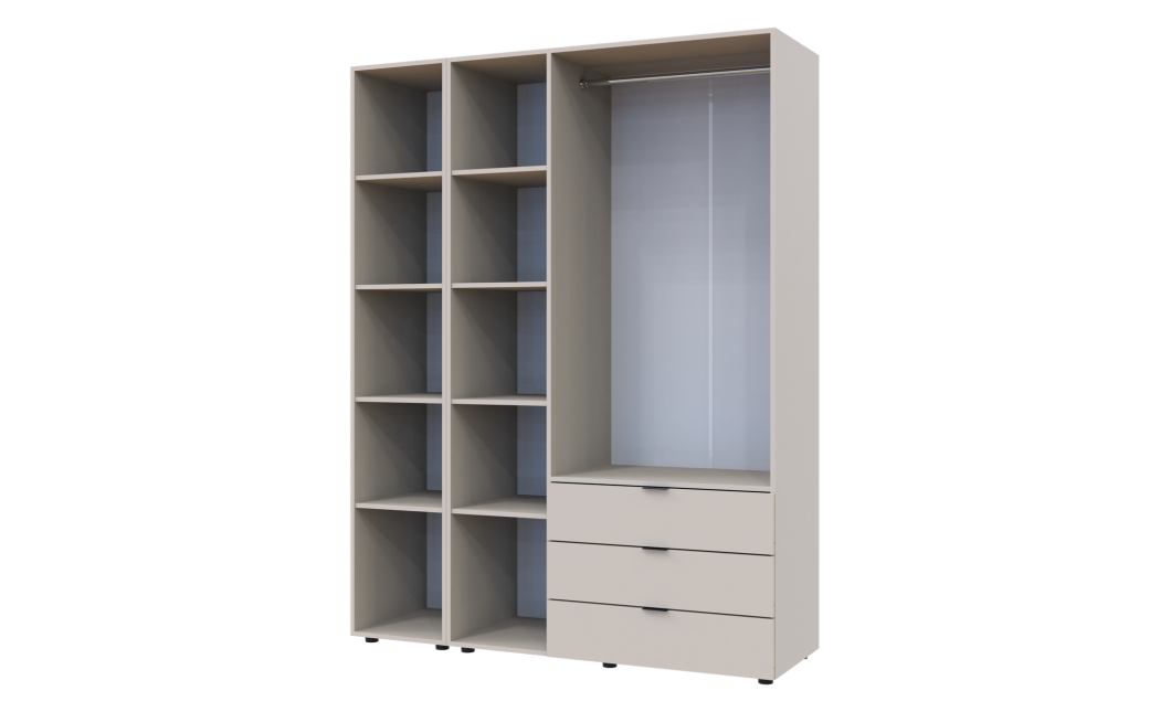 Kleiderschrank Doros Gelar Kaschmir 3 Türen mit Spiegel 155x49,5x203,4 (80737657)
