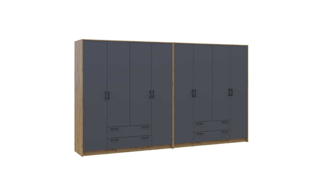 Kleiderschrank Doros Rondi Artisan Eiche/Graphit 4+4 Türen 320x52x195 (42005698)