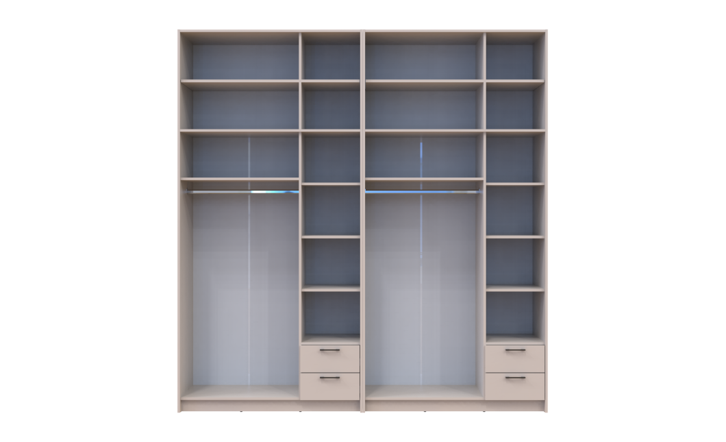 Kleiderschrank mit Spiegel und hohem Aufsatz Doros Rondi Kaschmir 3+3 Türen 242x52x260 (42005647)