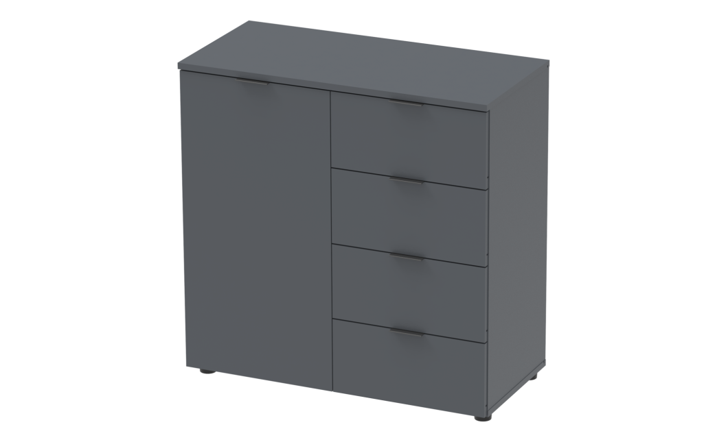 Kommode Doros Ron 1 Graphitgrau 1 Türen 4 Schubladen 80x38x81 (41516006)