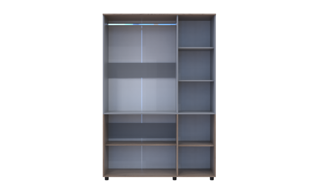 Kleiderschrank Doros Thorn Cremona Cannolo/Grau 3 Türen Kleiderstange 135x51,6x200 (44900503)
