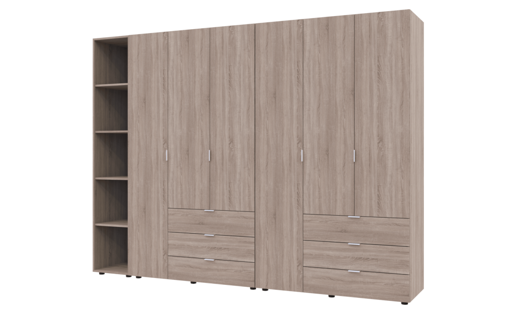 Kleiderschrank Doros Gelar Sonoma Eiche 3+3 Türen mit offenem Regal 270,6x49,5x203,4 (42005052)