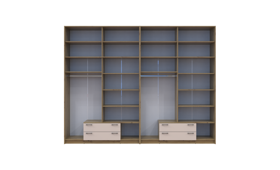 Kleiderschrank mit Spiegel und hohem Aufsatz Doros Rondi Artisan Eiche/Kaschmir 4+4 Türen 320x52x260 (42005687)
