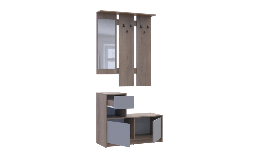 Flurmöbel Set Bela Cremona Cannolo/Grau mit Spiegel 100x40x210 (44900413)